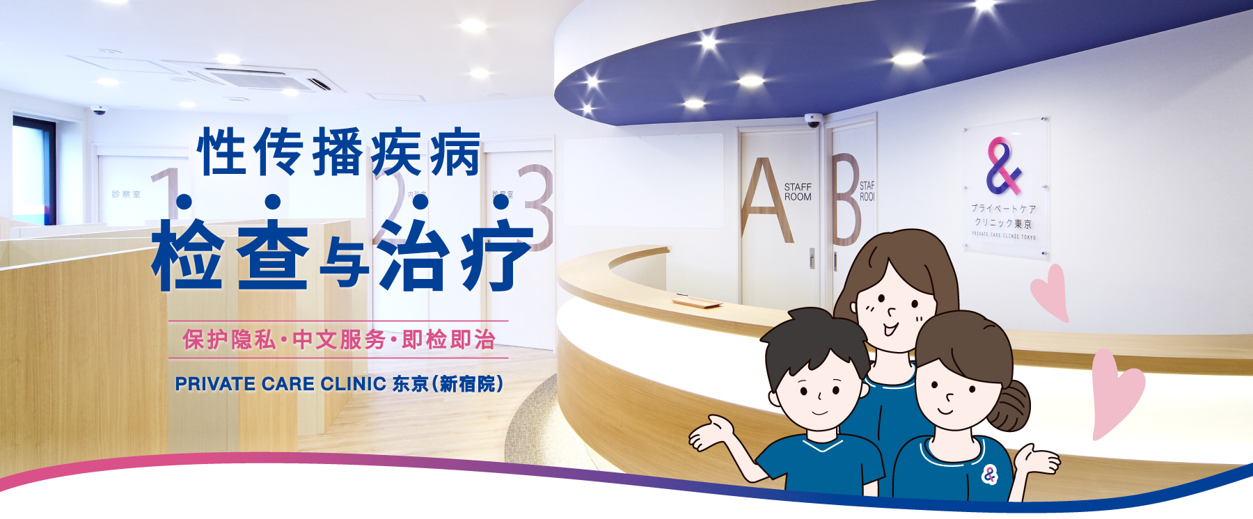 性传播疾病 检查与治疗 保护隐私・中文服务・即检即治 PRIVATE CARE CLINIC 东京(新宿院)