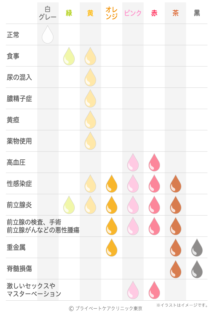 精液の色ってどんな色 黄 緑 ピンク 赤 茶色 オレンジ 黒 こんなに変化するのをご存じですか 男性不妊 メンズヘルス診療 プライベートケアクリニック東京